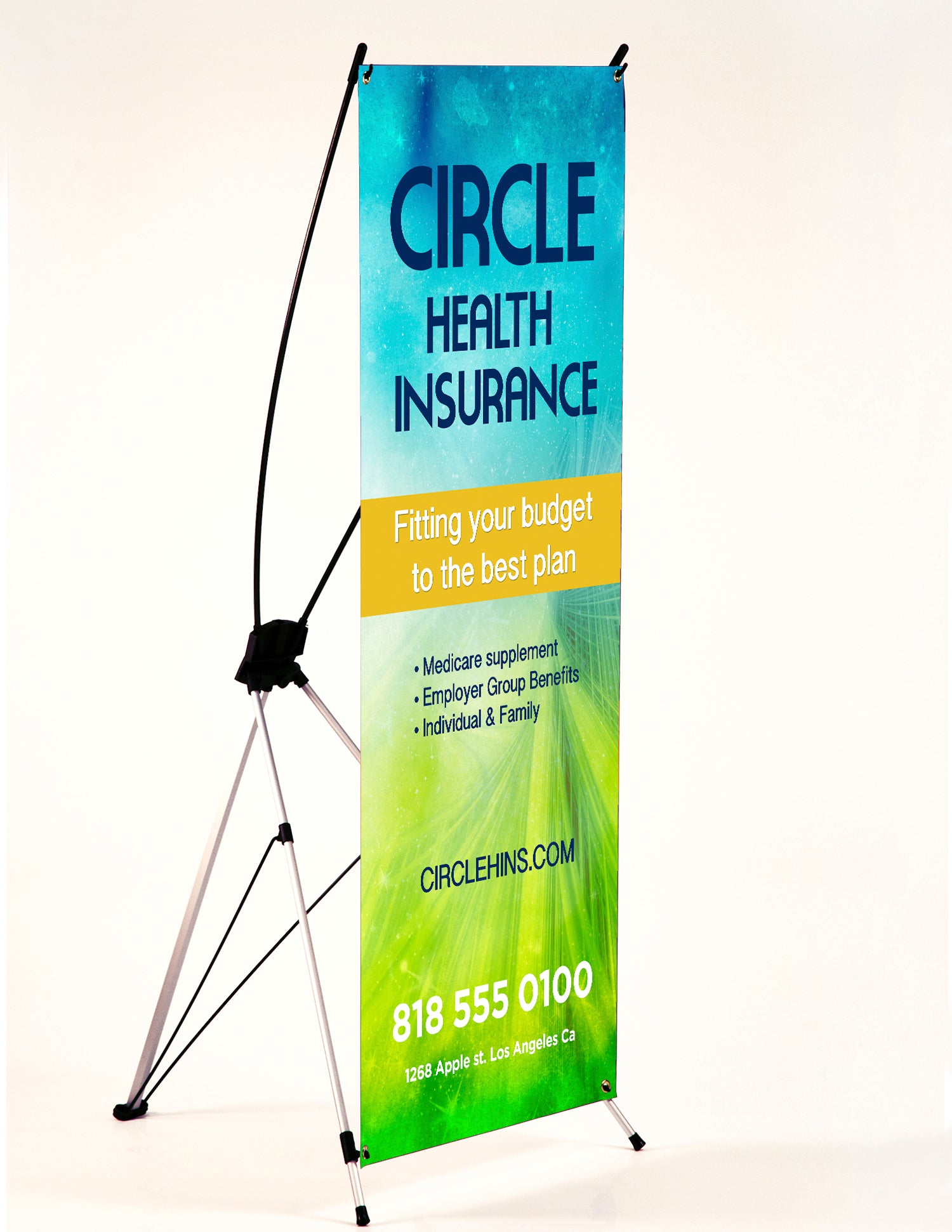 X-Frame Banner Stand with Matte Vinyl Banners Zoom Printing